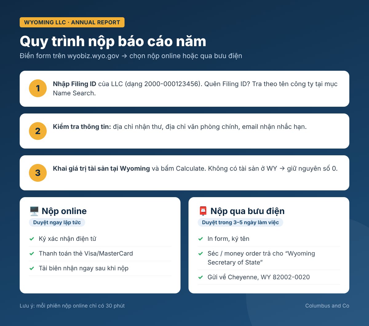 Quy trình nộp báo cáo năm LLC Wyoming